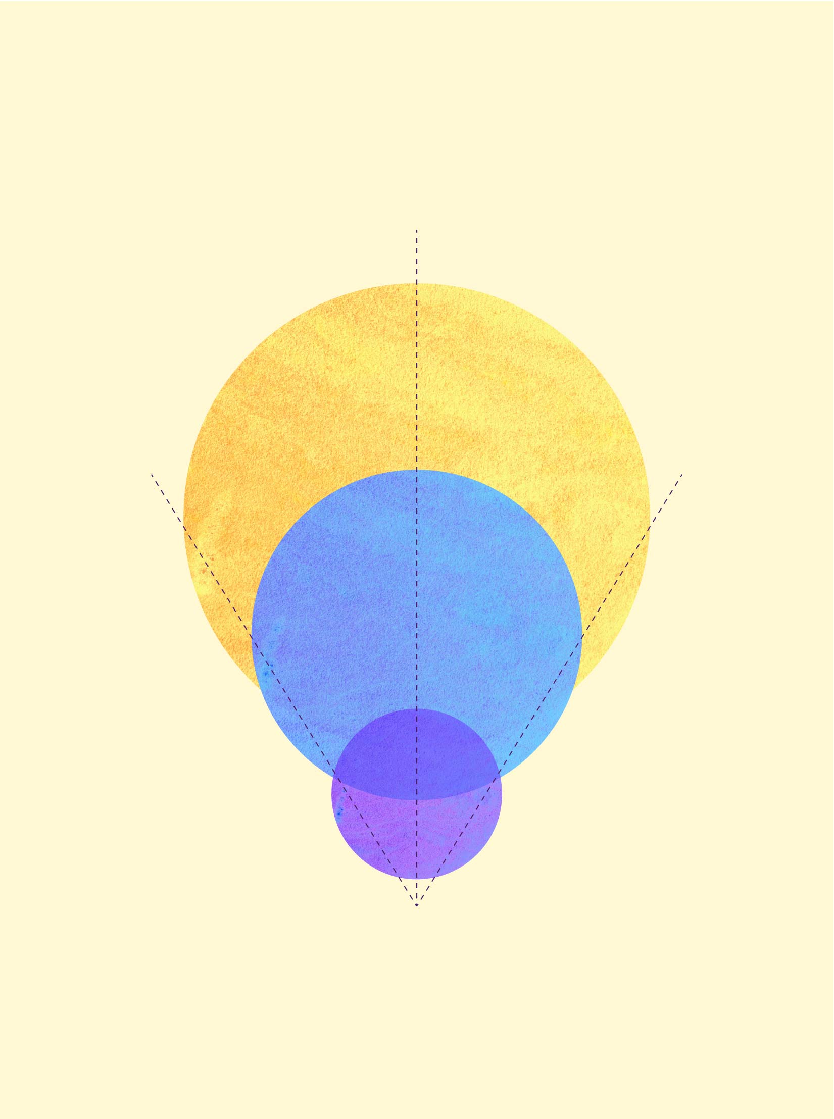 Minimal circle shapes in a gradient illustration in soft blue and yellow tones.