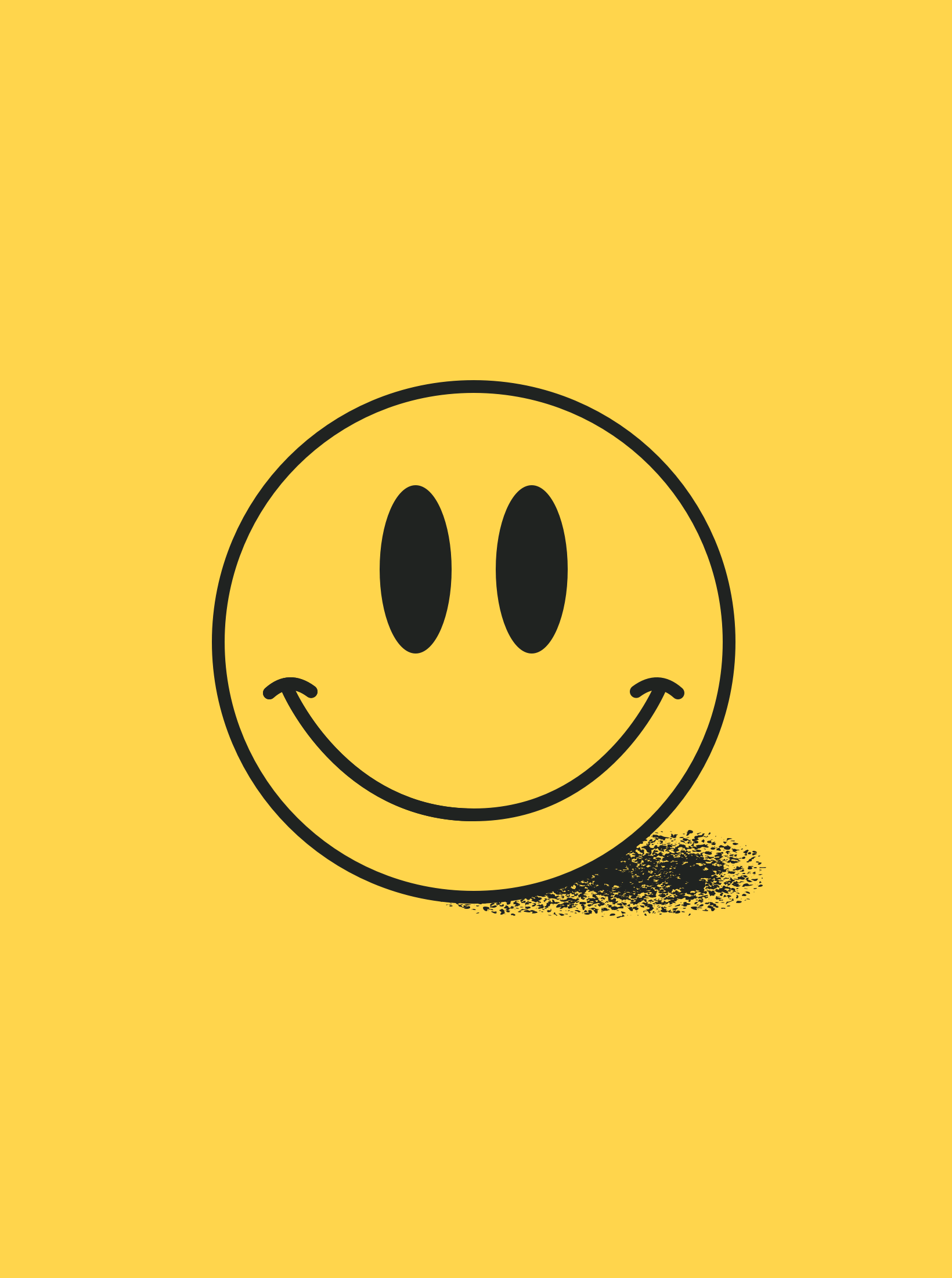 Yellow poster with classic Happy Face logo illustration.