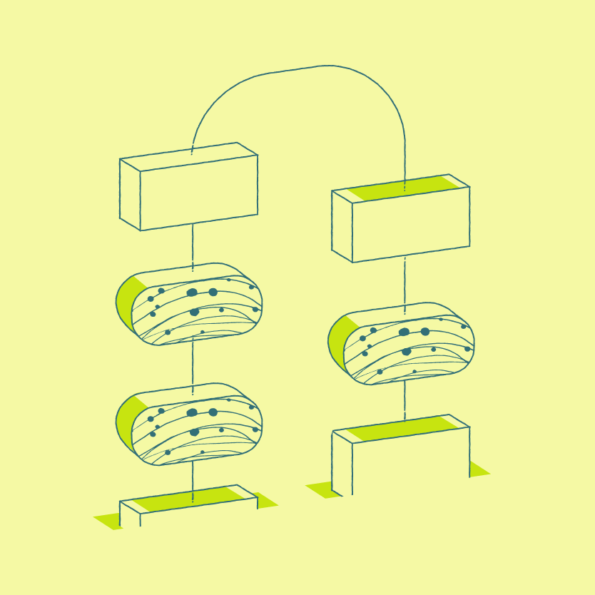 Light yellow flowchart-style system diagram illustration.