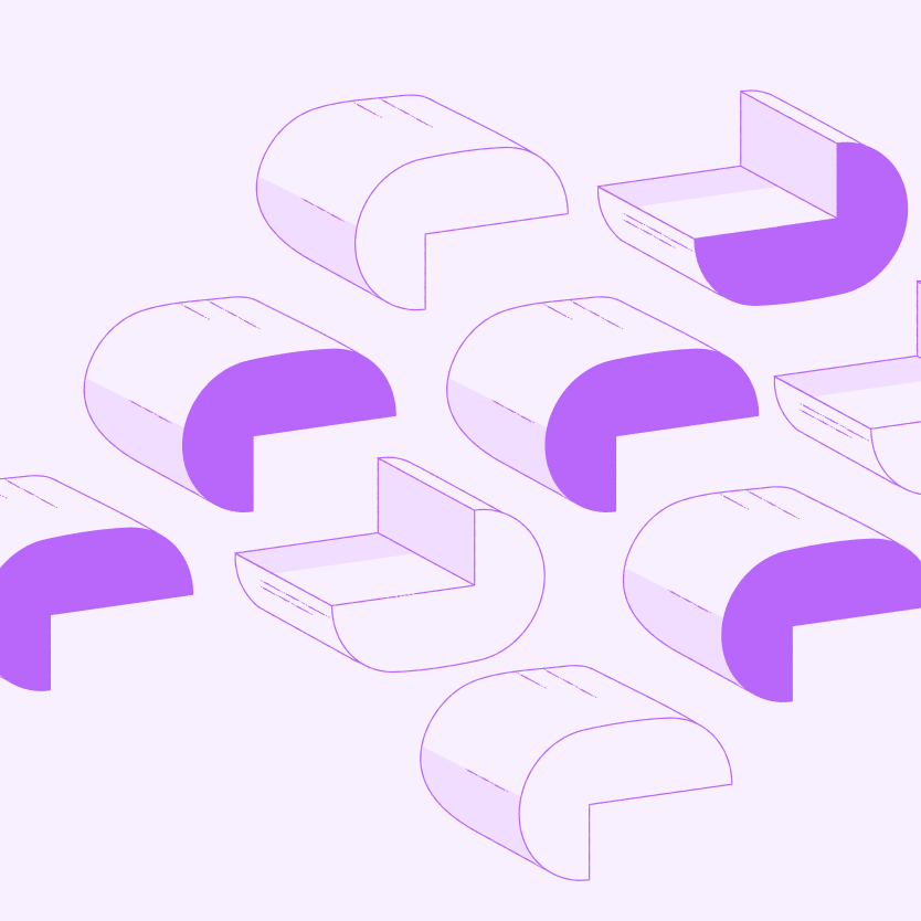 Repeating abstract curved shapes in pastel purple.