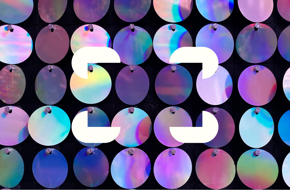 Pattern of colorful circular Techspeed brand elements.