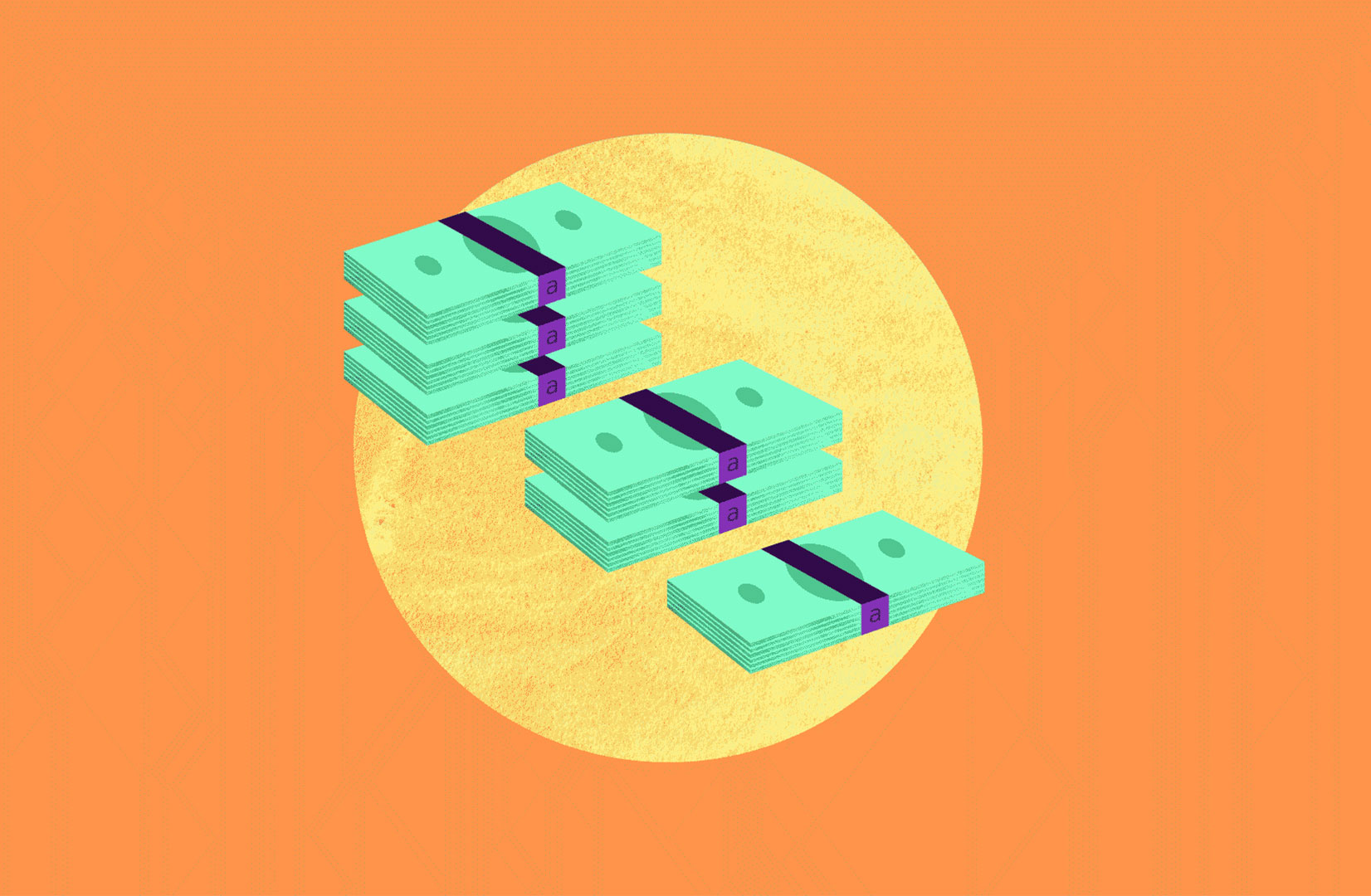 Circular orange and teal illustration