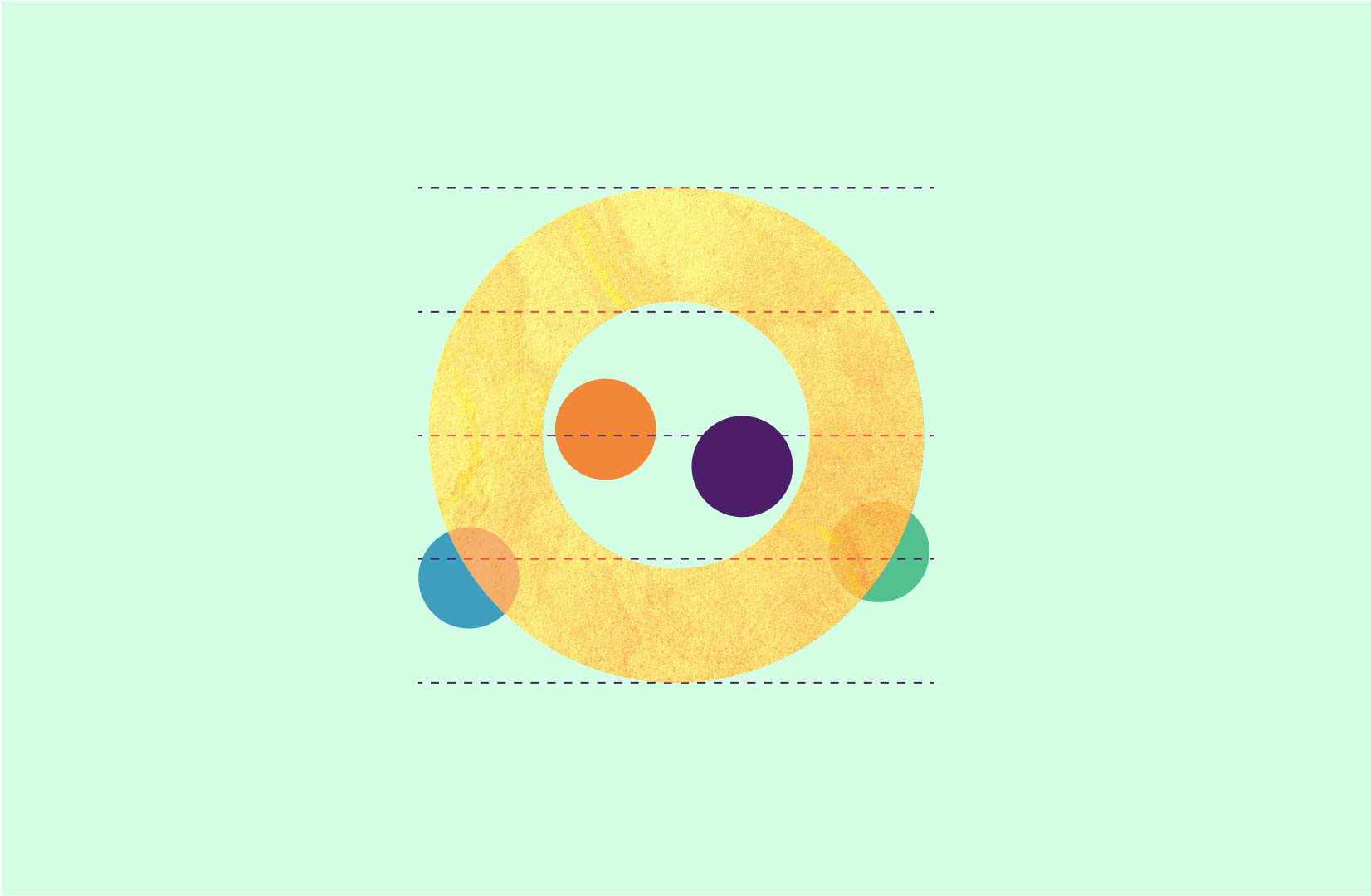 Circular yellow illustration with simple features.