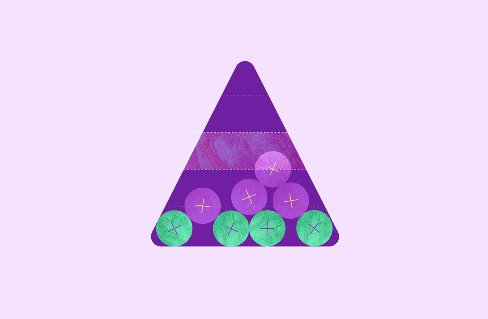 Triangle-shaped illustration representing data grouping or hierarchy.