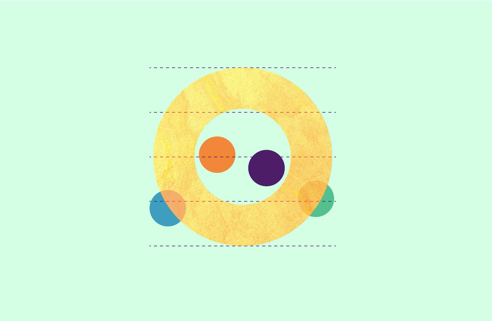Circular illustration with soft pastel colors.