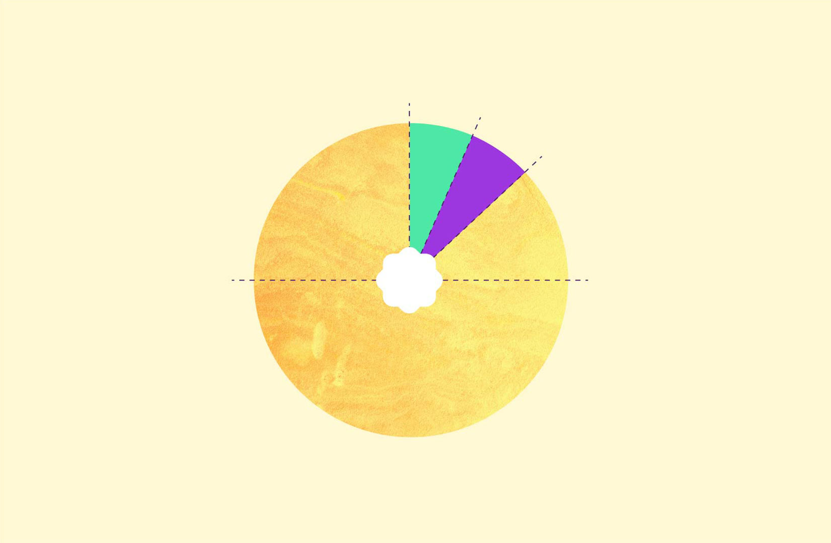 Pie chart illustration with colorful slice segments.
