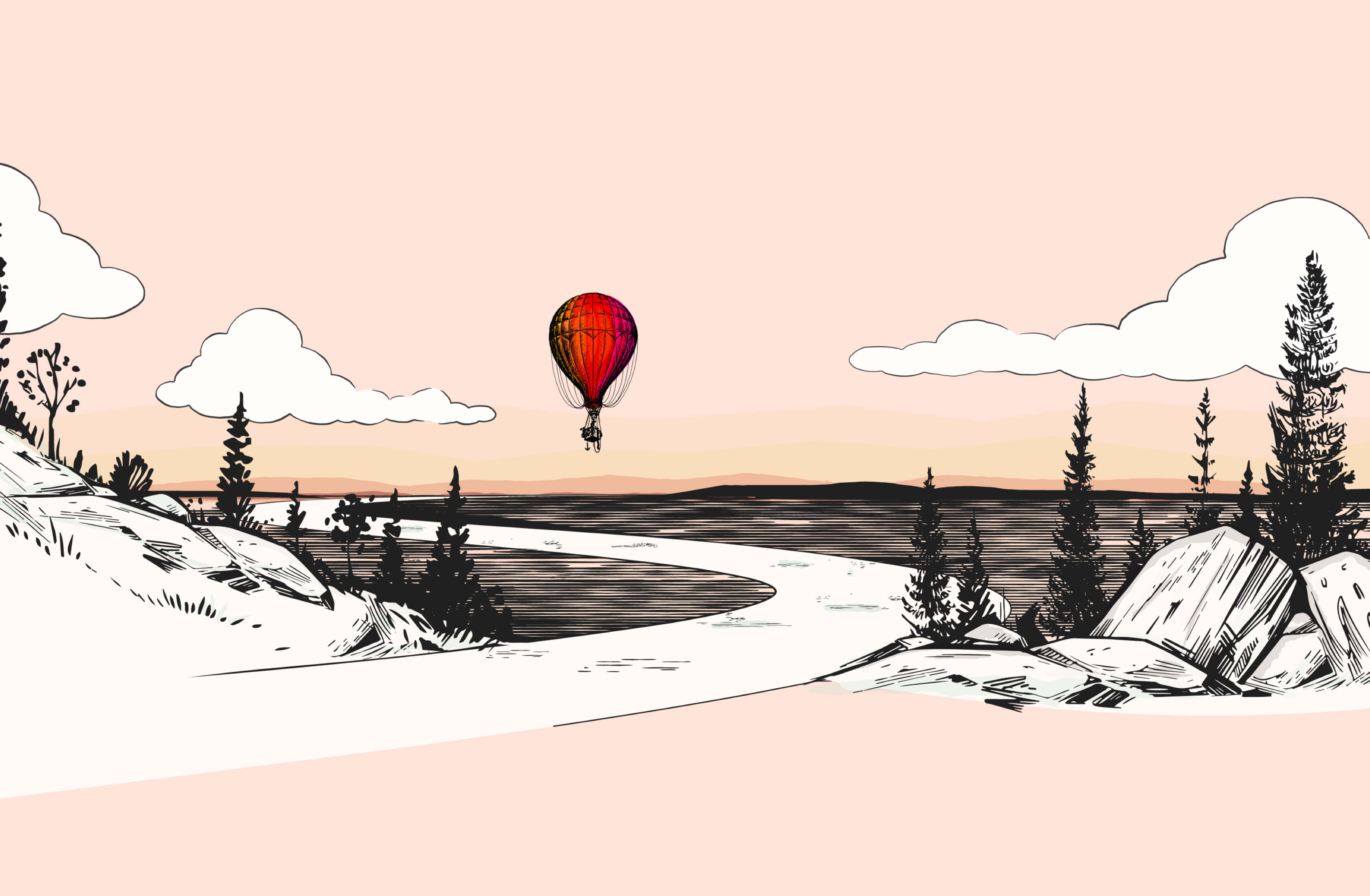 Illustrated landing page with balloon motif representing Five Pathways’ guided planning process.
