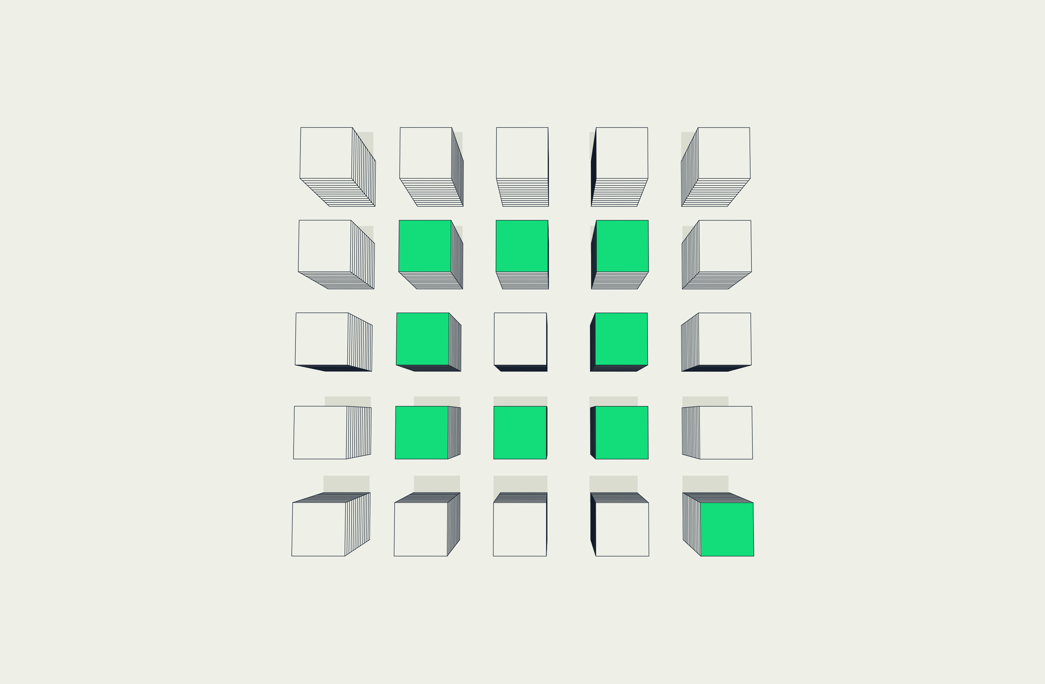 DashQ hero graphic with grid-based green symbol system.