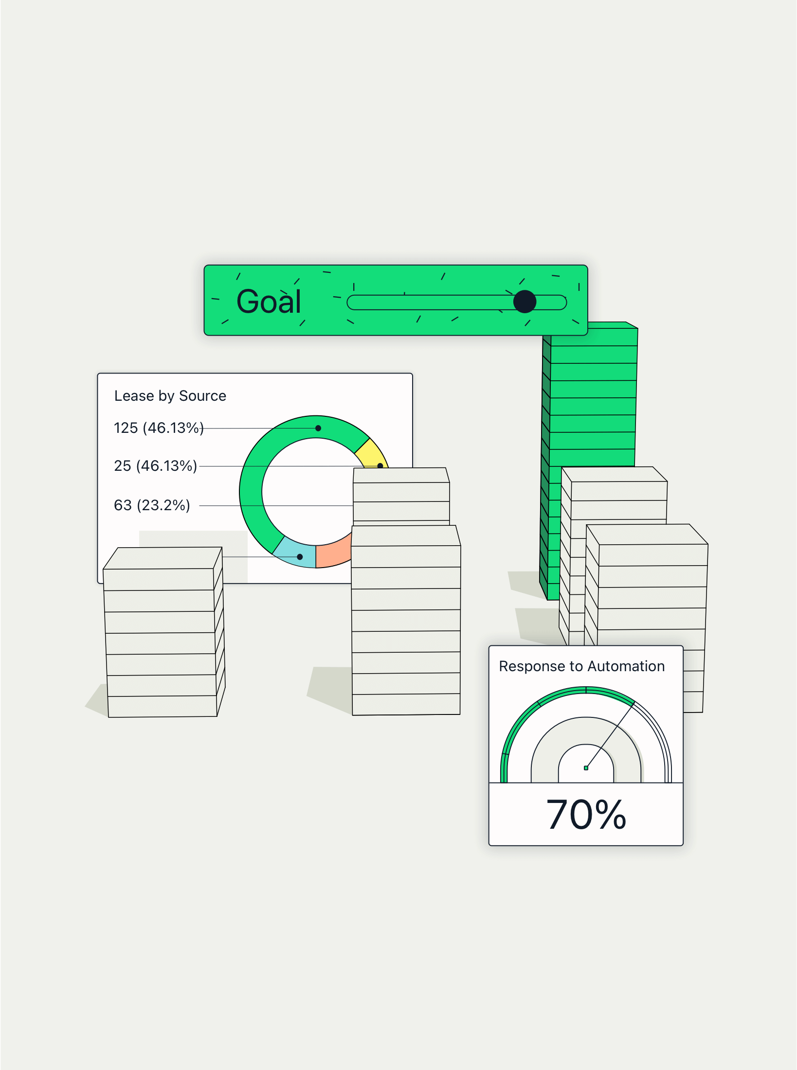 Dashboard-style interface featuring progress rings and task widgets.