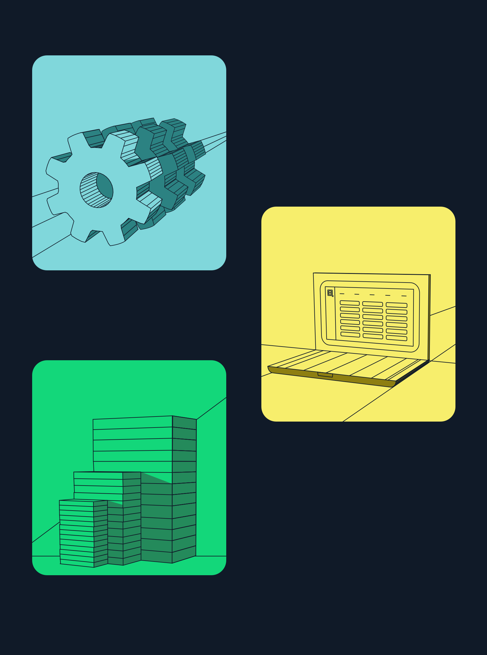 Grid of branding elements for DashQ including cards and UI screens.