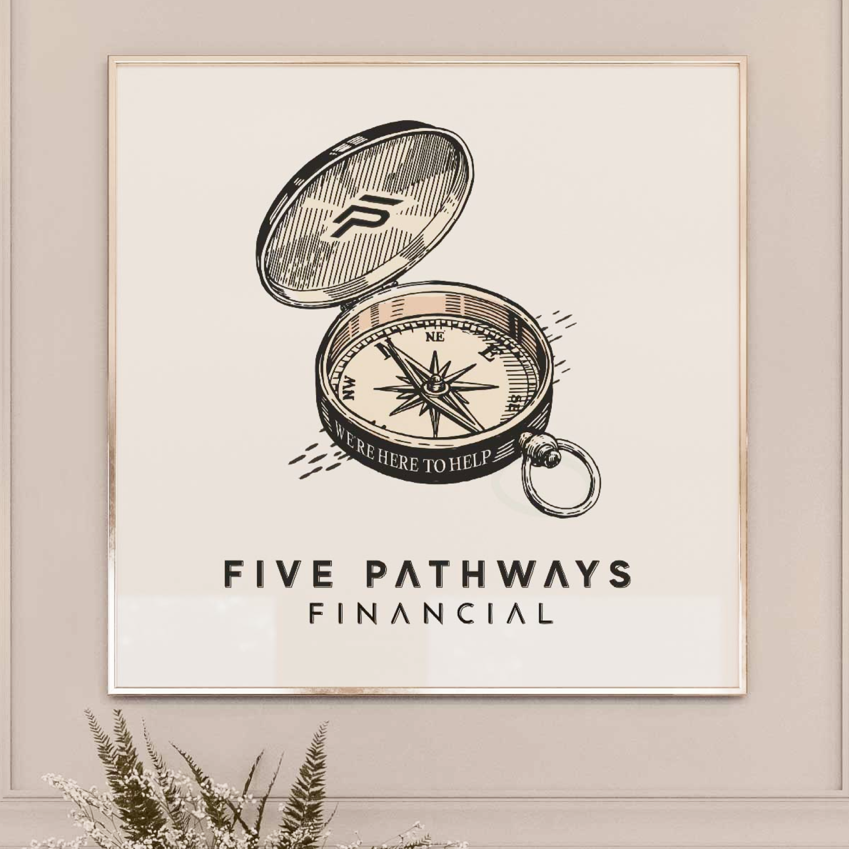 Sketched mechanical component illustration placed on soft beige background.