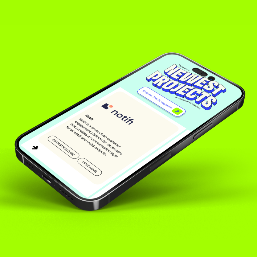Smartphone mockup on a bright lime background highlighting a clean UI design.