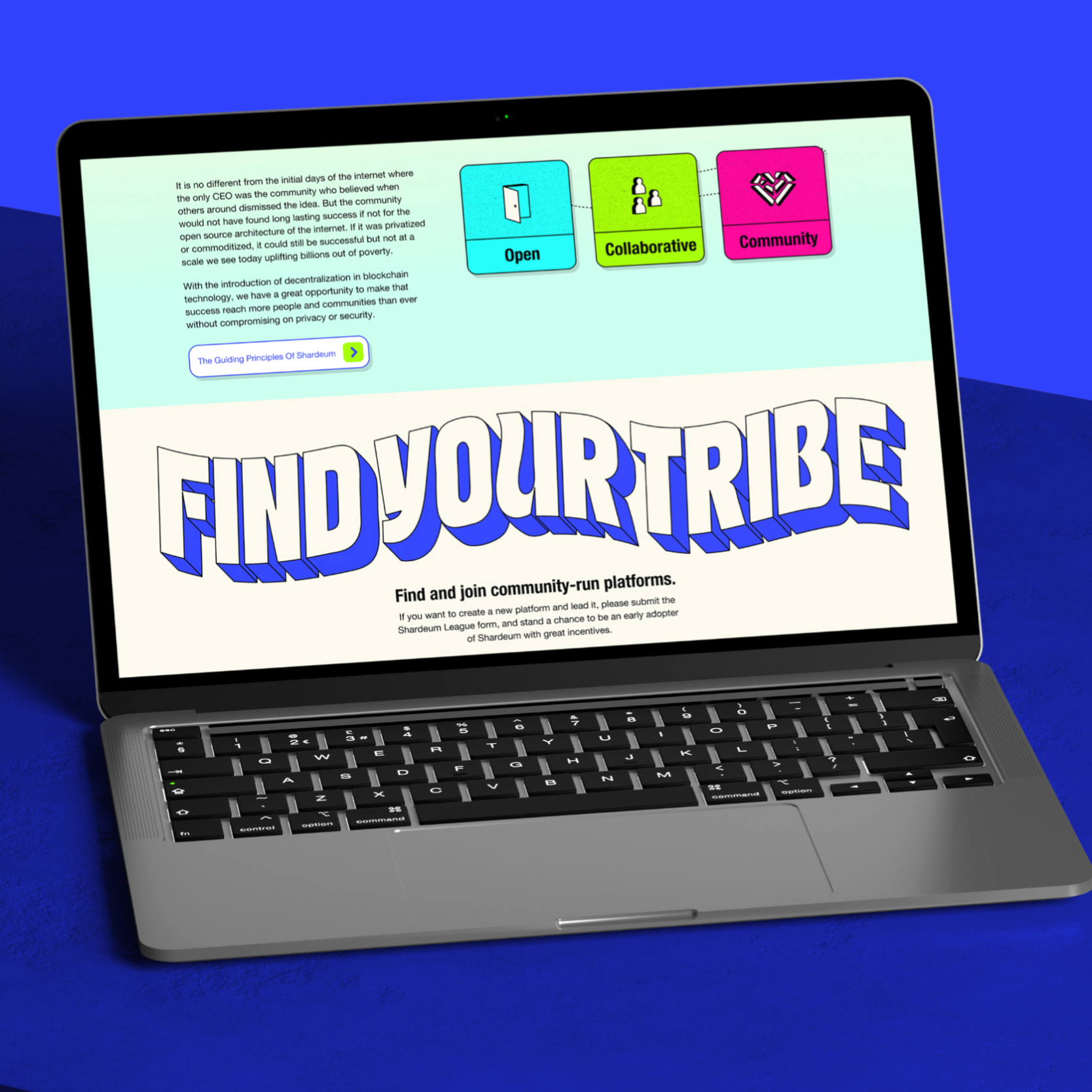 Laptop showing a brightly colored dashboard or analytics interface.