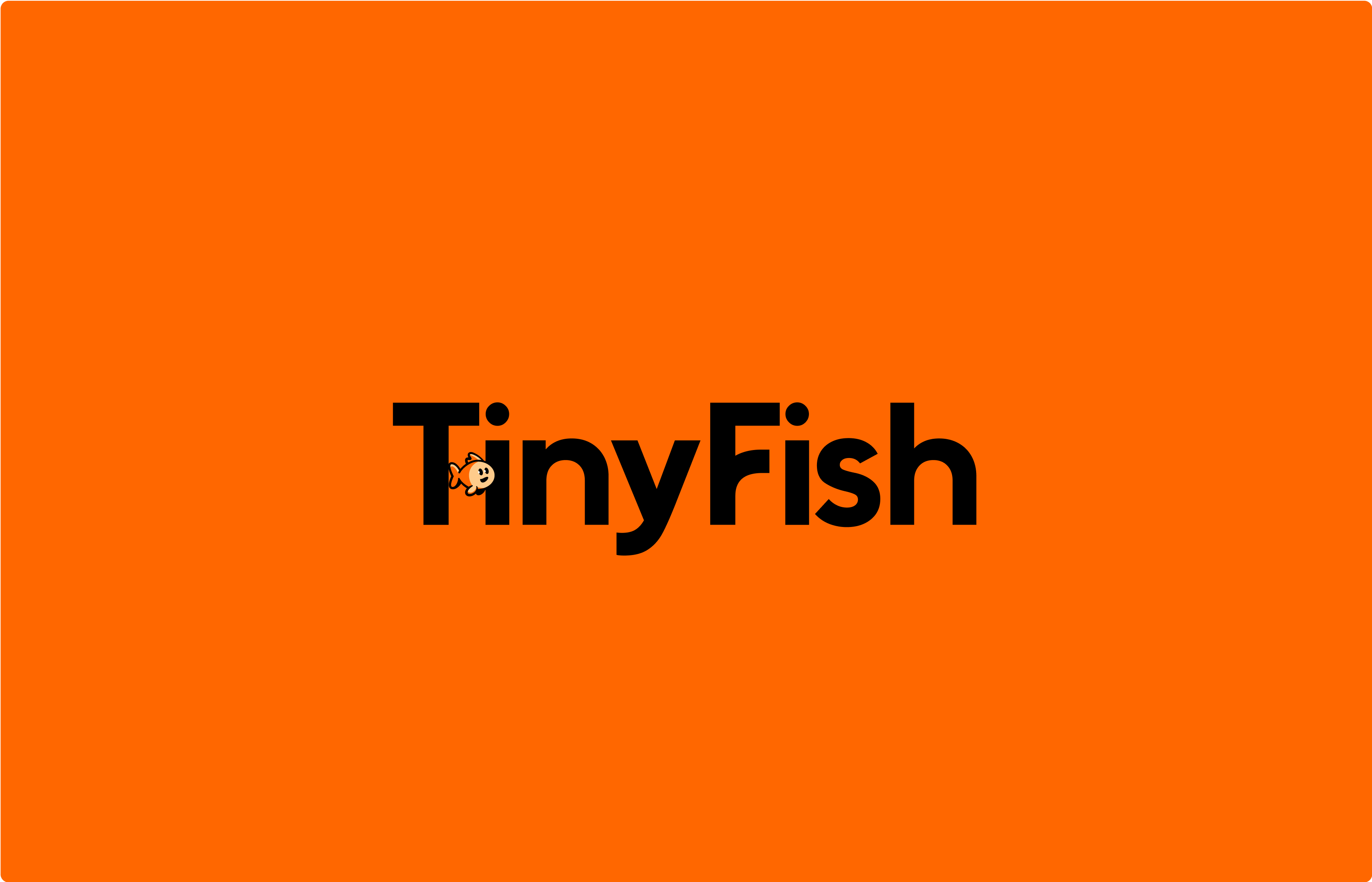 Bright orange TinyFish brand lockup shown on a solid background.