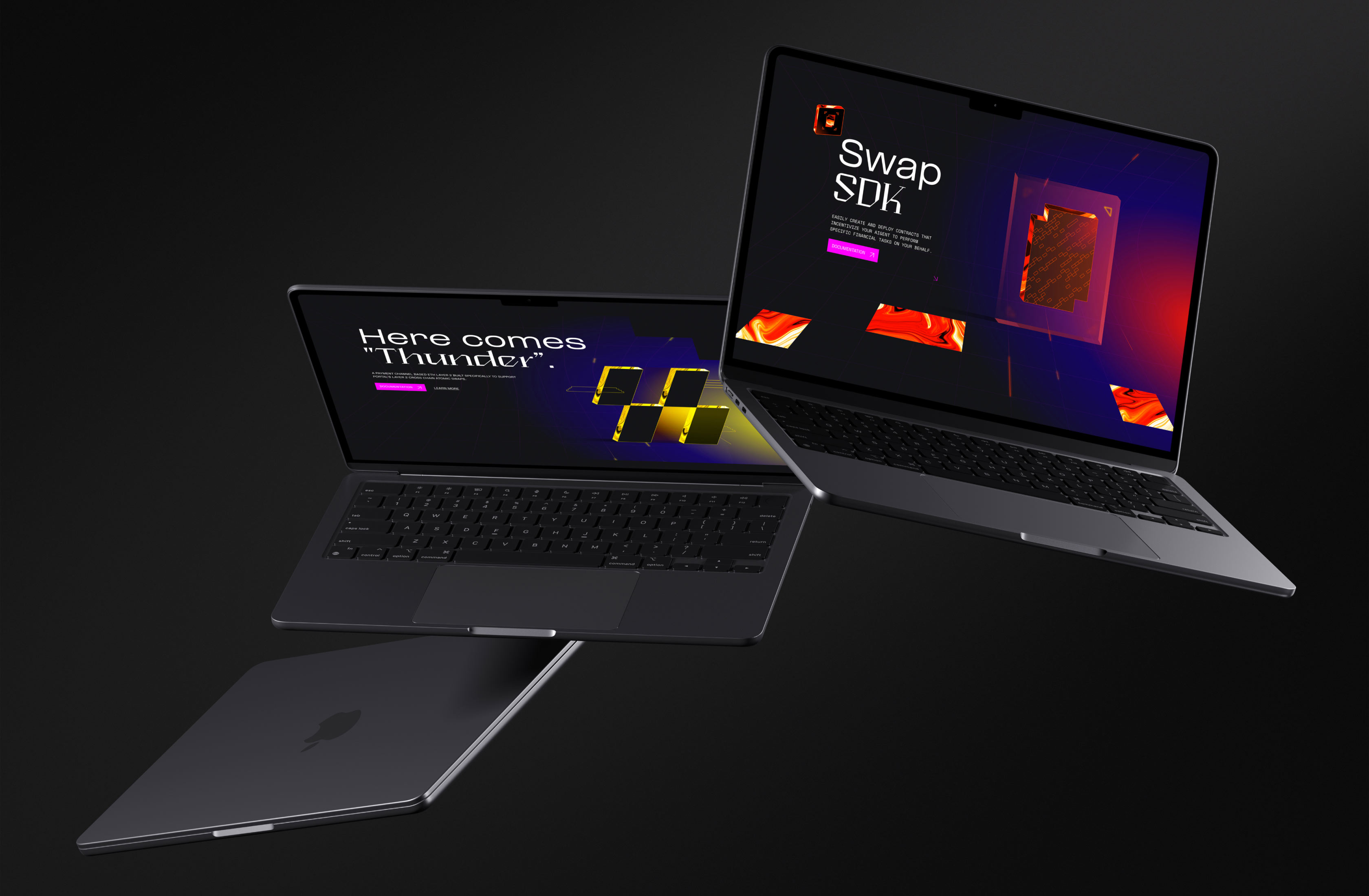 Portal interactive 3D workspace on a laptop and mobile device mockup.