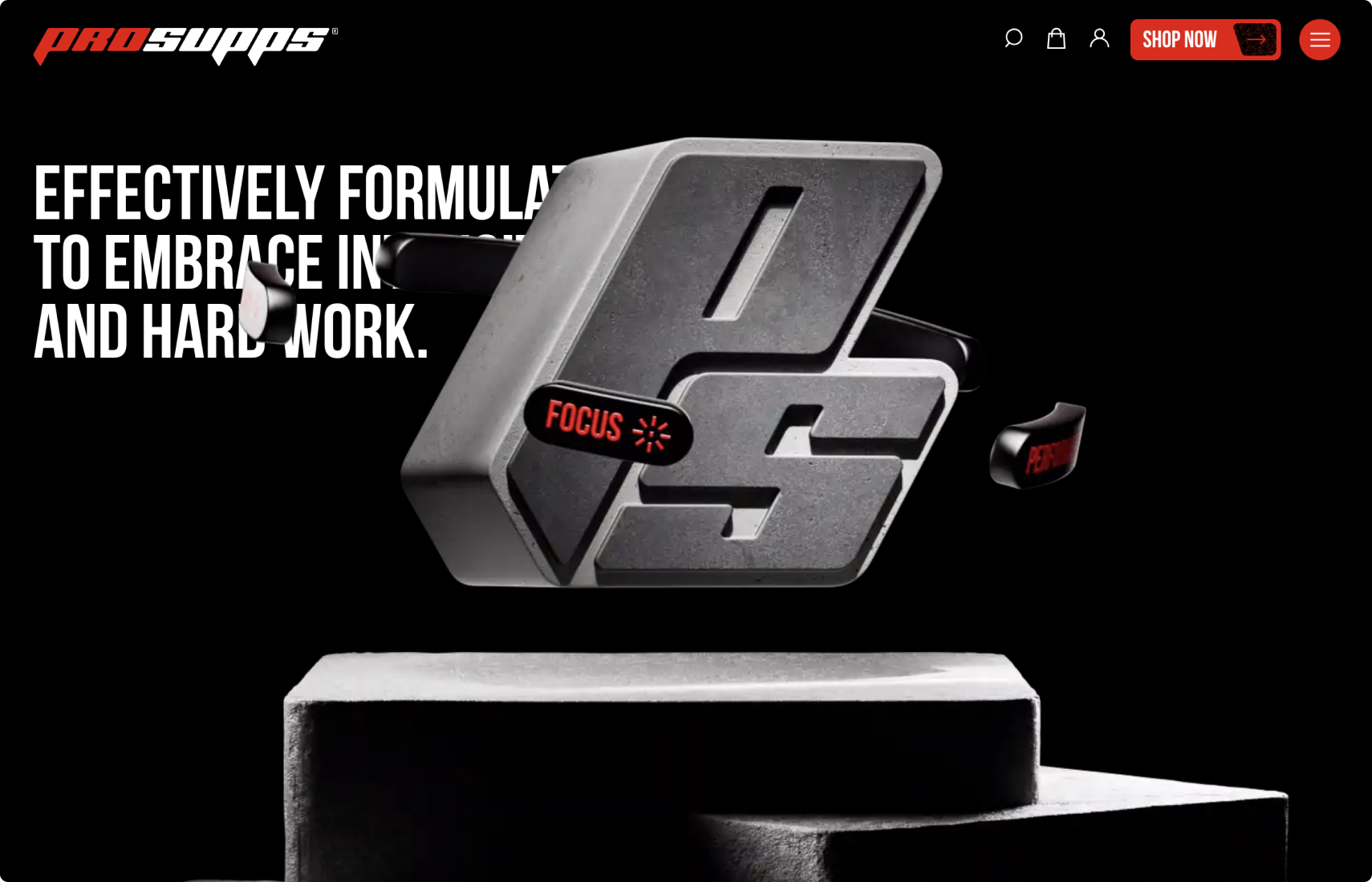 Desktop website mockup featuring hero section and product overview for ProSupps.