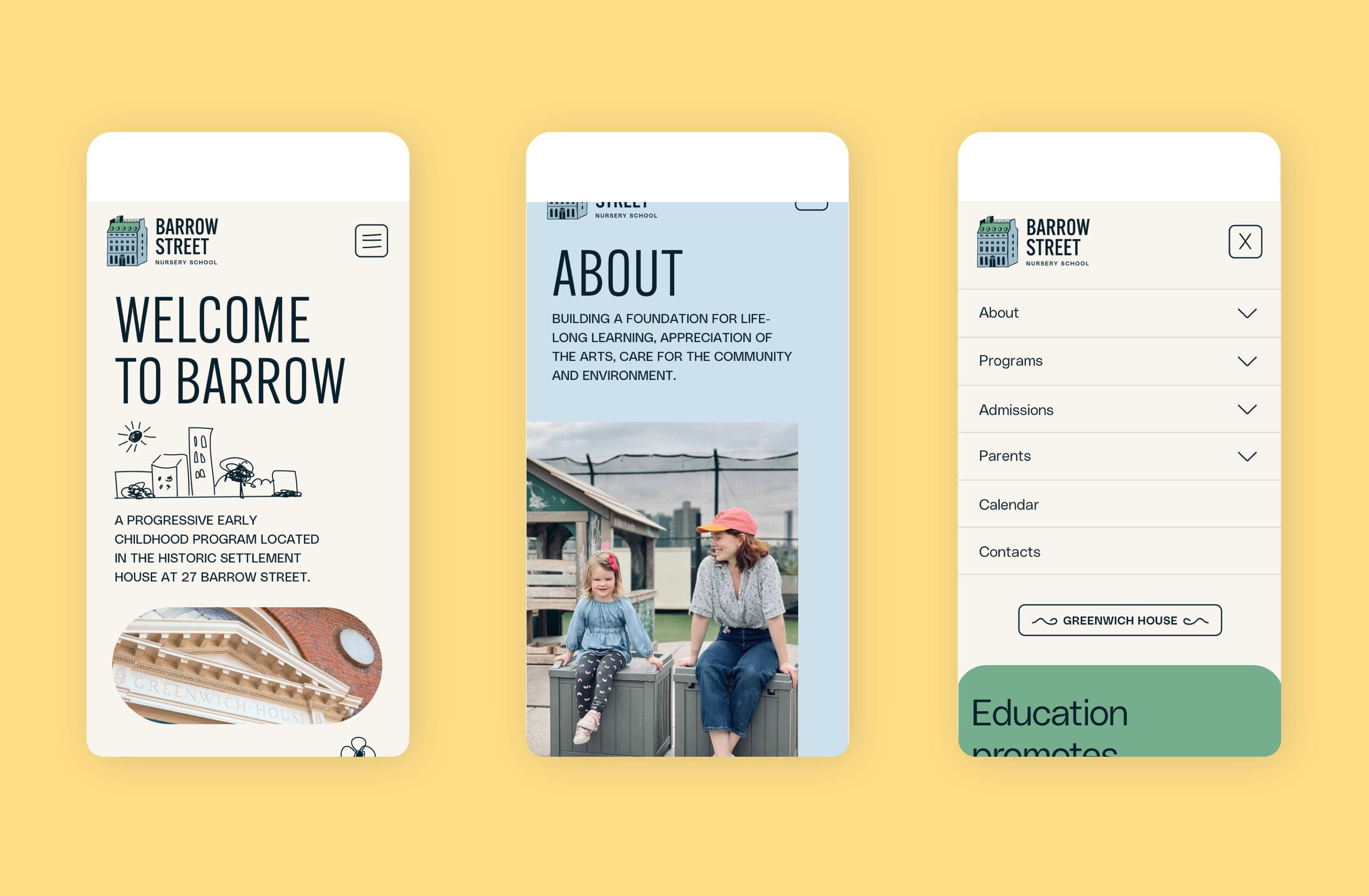 Mobile app onboarding screens for Barrow Housing with soft pastel illustrations.