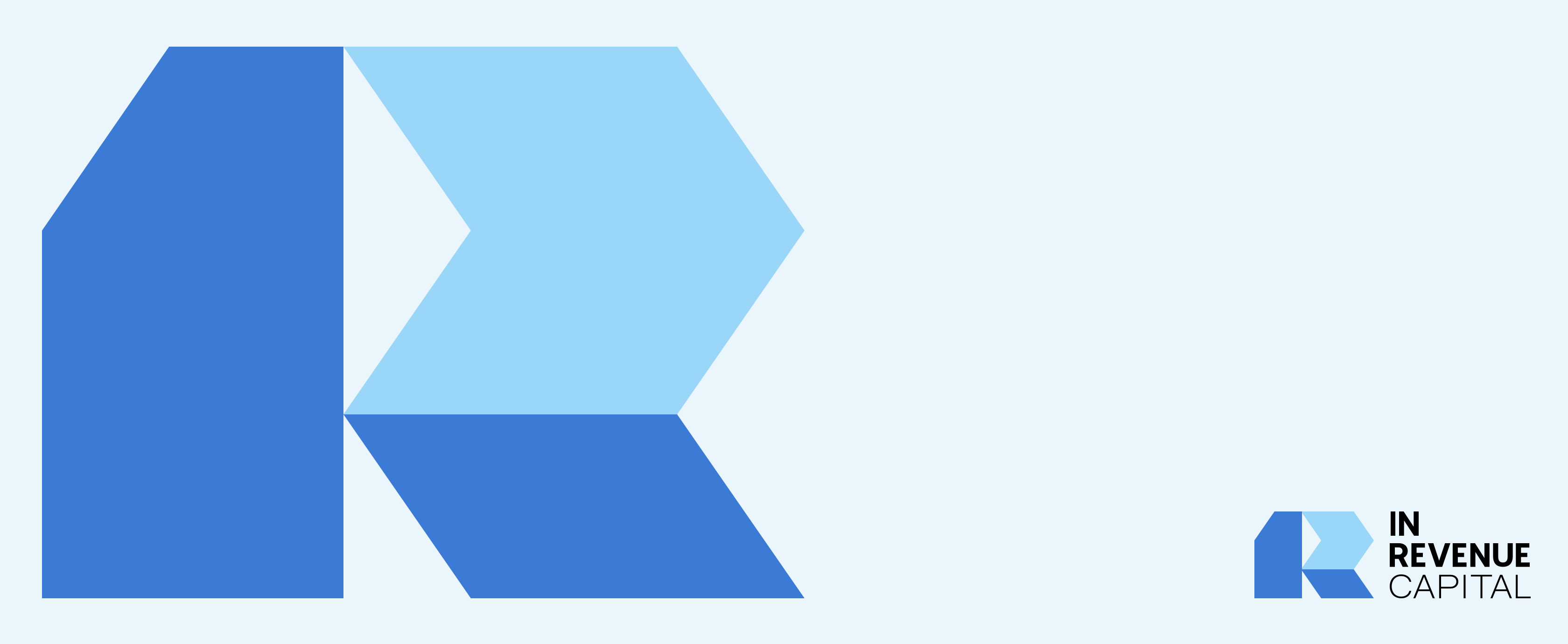 Blue geometric letter “R” shape forming part of a brand logo system.