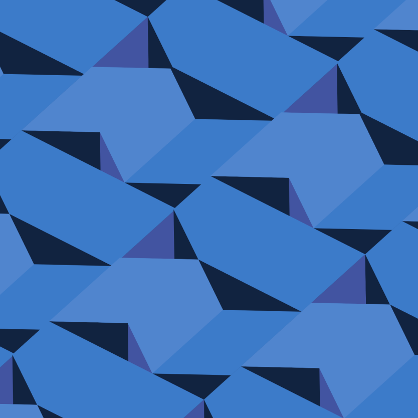 Blue geometric tessellated pattern used as a brand texture.