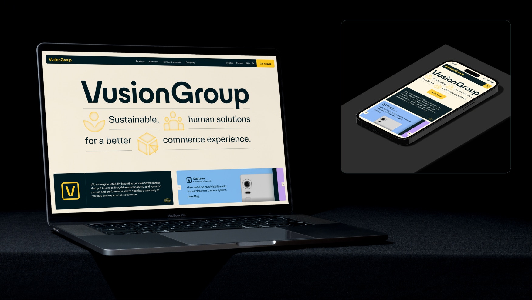 Laptop mockup featuring a beige-and-gold brand presentation layout.