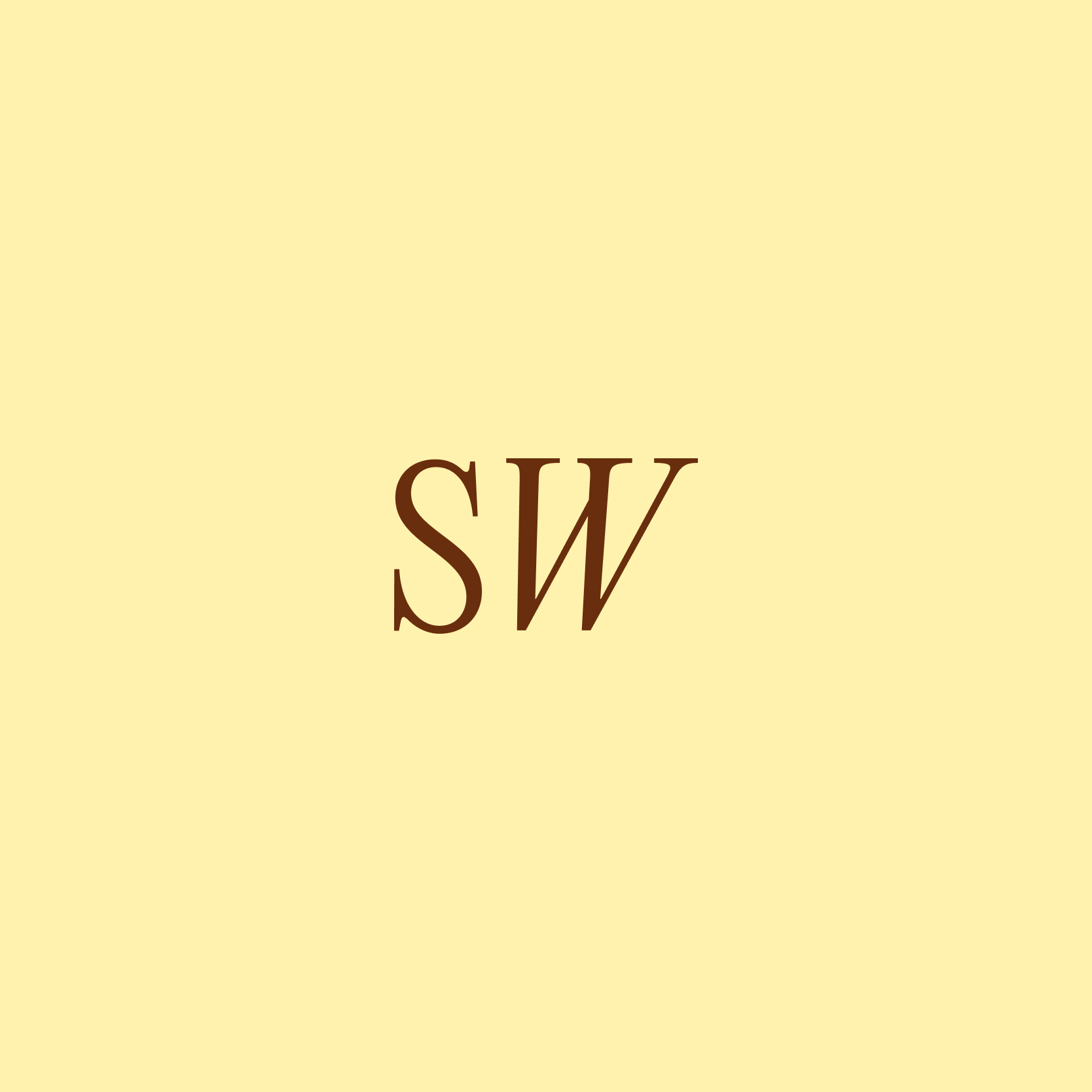 Yellow background with centered serif monogram initials “SW.”