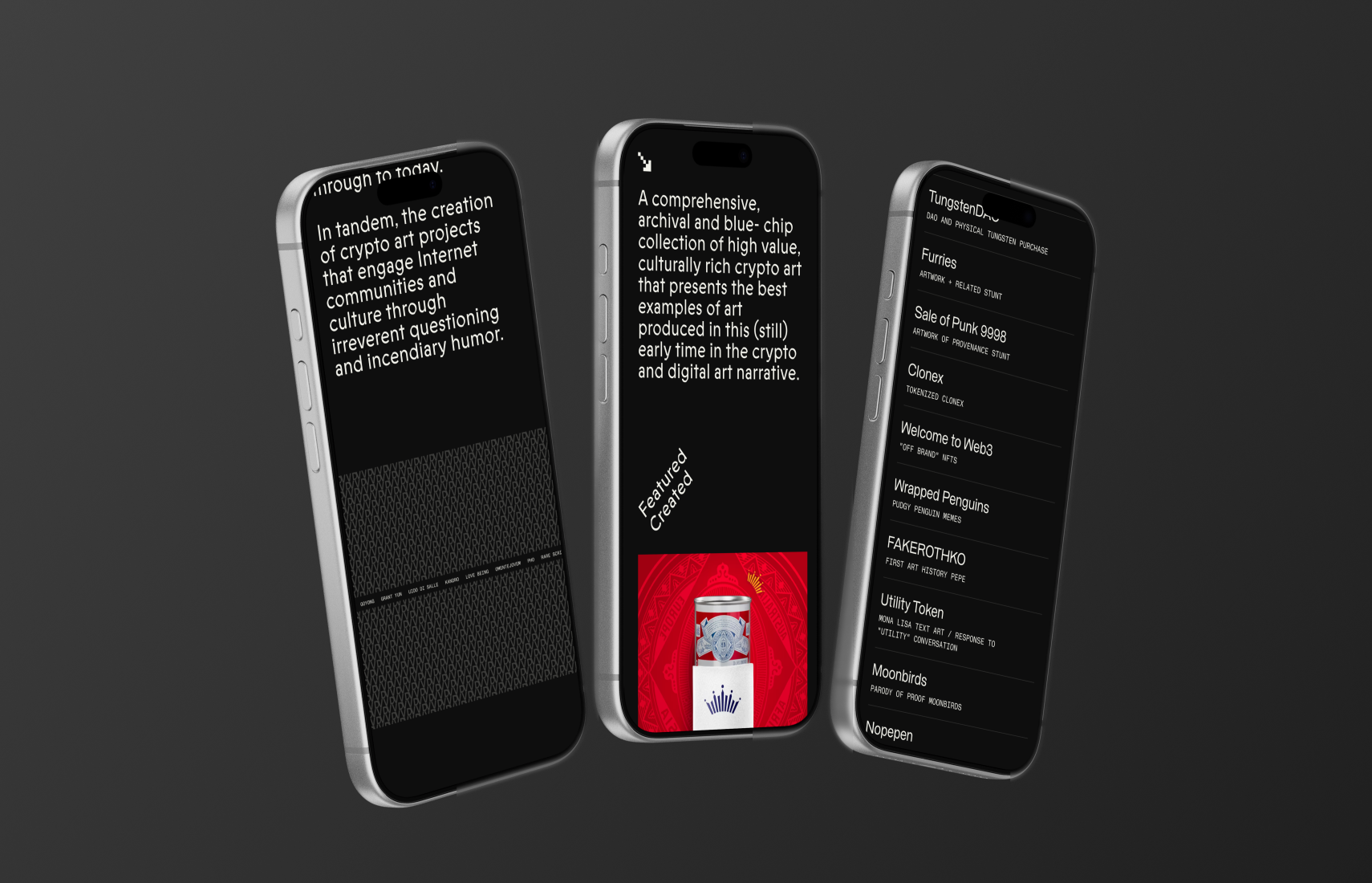 Three smartphones showcasing VVD’s responsive mobile web design and brand consistency.