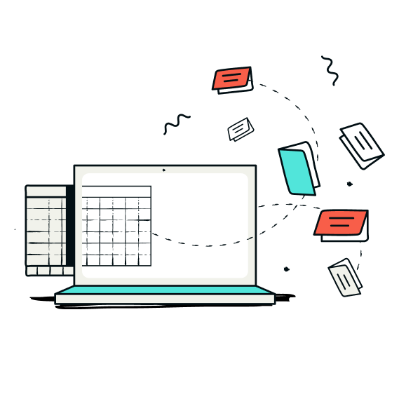 Centered illustration and minimalist brand elements.
