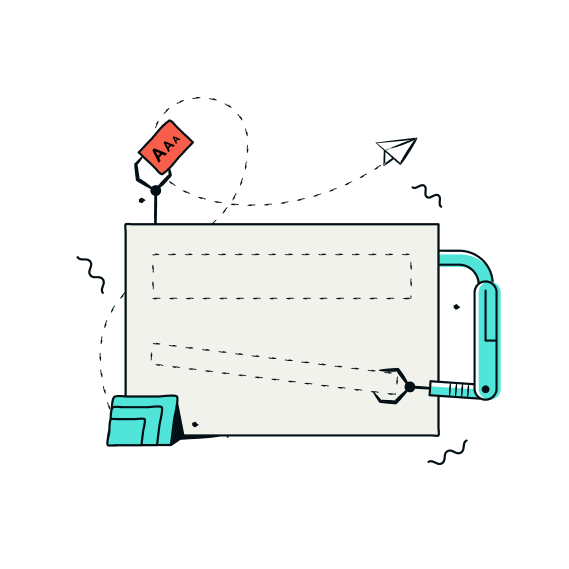 Playful illustration and directional arrows.