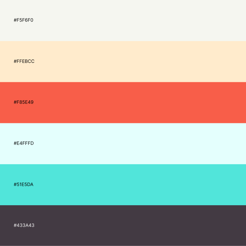 Four-color swatch layout representing a soft, pastel brand palette.
