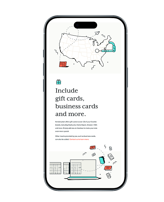 Smartphone mockup displaying a clean app layout with icons and pastel illustrations.