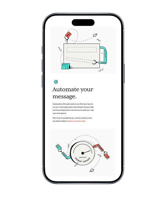Smartphone showing a product details screen with minimal design and soft illustrations.