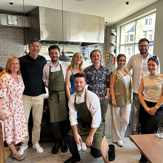 Clout Branding team celebrating 10-year anniversary with staff at Gorse restaurant