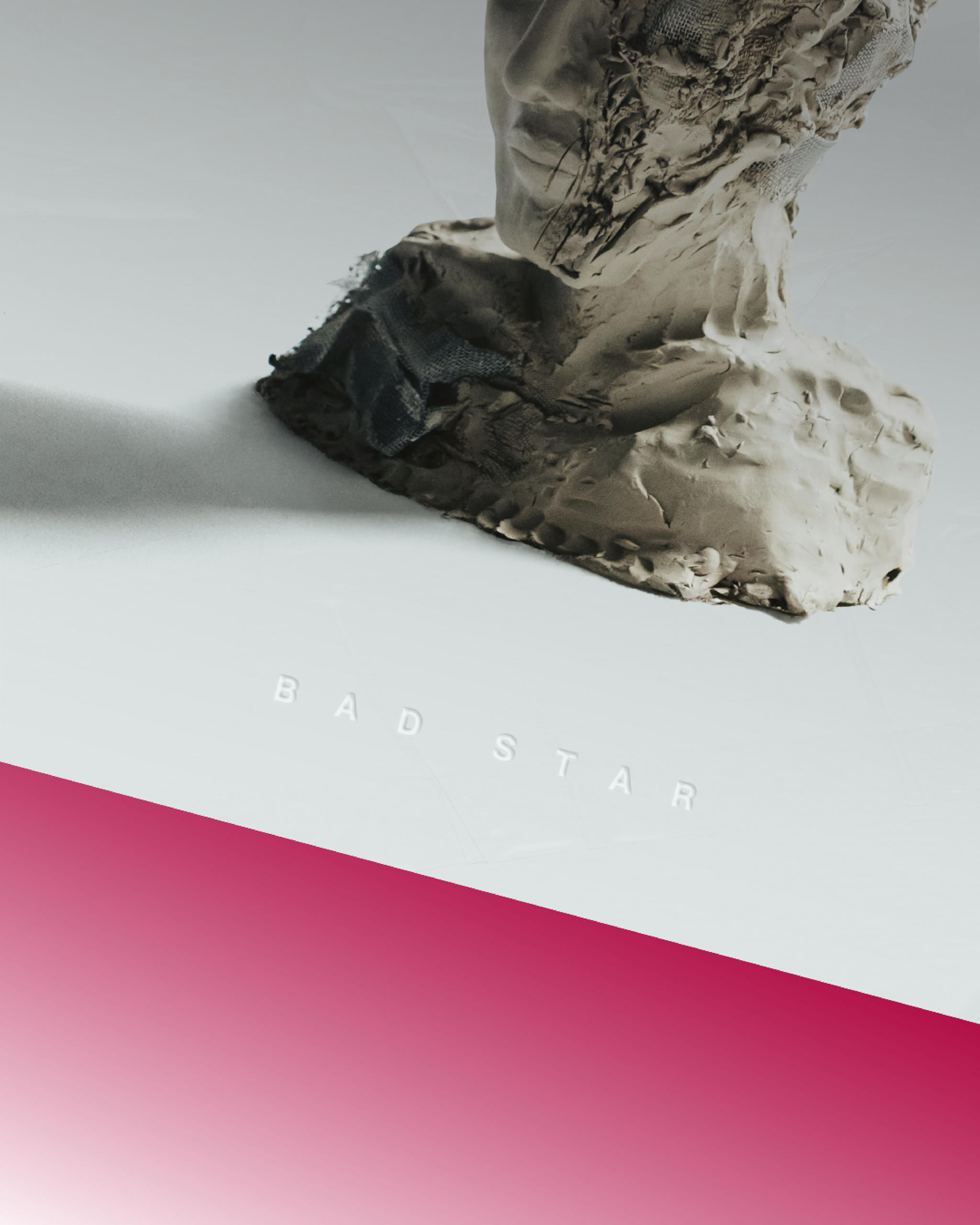 Close-up of Himalayas Bad Star vinyl sleeve showing embossed album title detail on red gradient background