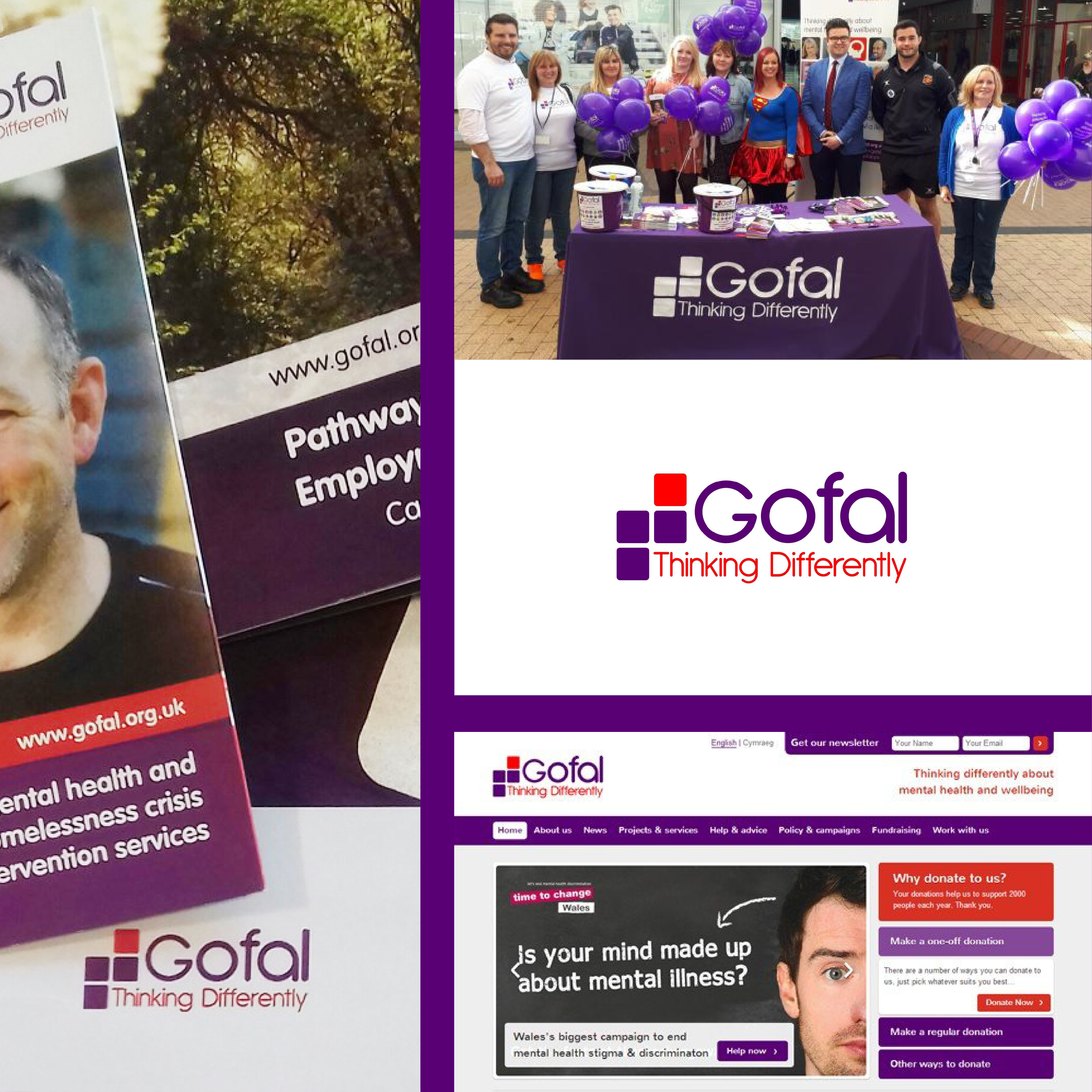 Collage of Platfform’s previous logo, webpage, and brand assets on dark purple background