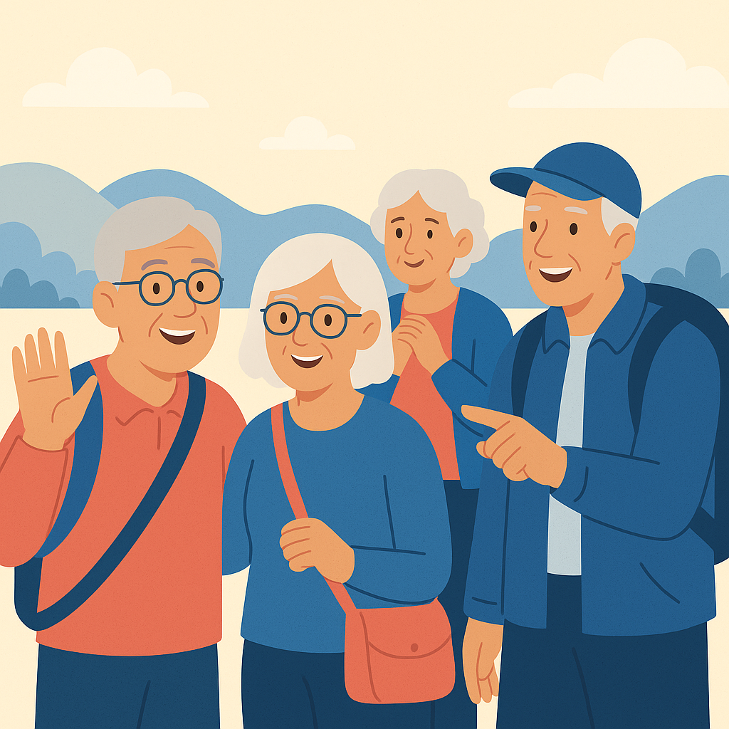 والدینی شاد در برنامه‌ی دسته‌جمعی، در حال قدم‌زدن و لبخند زدن