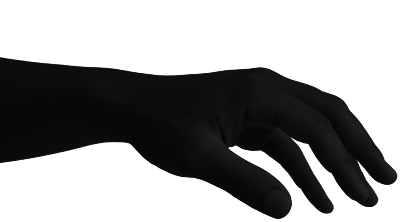 Outstretched human hand in a reaching pose on black background, used in Pocketchange branding to symbolize connection, interaction, and digital engagement.