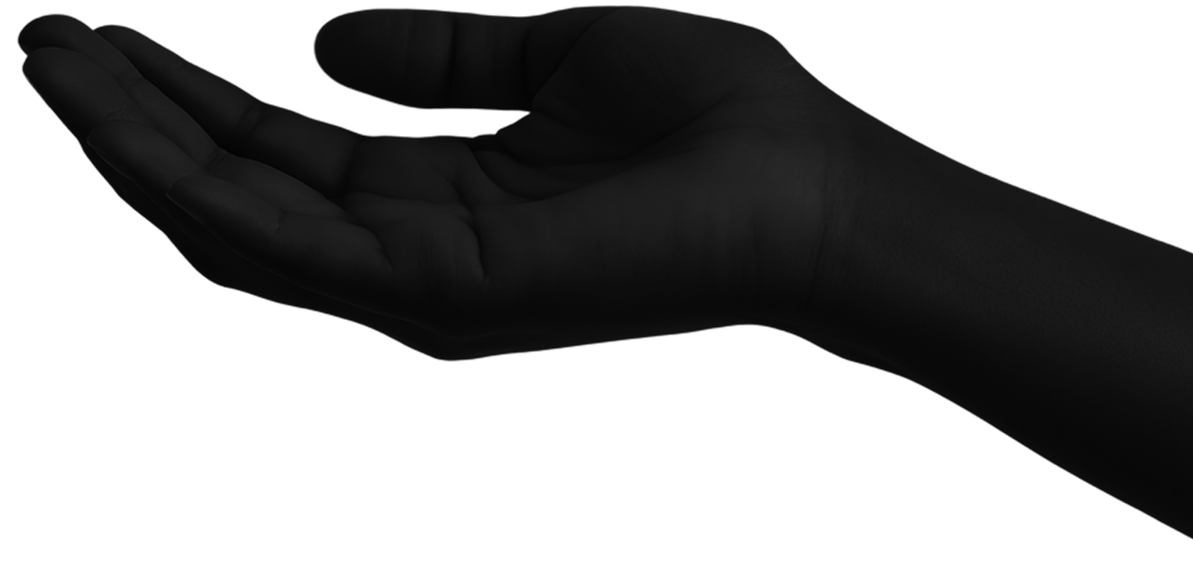 Open human hand facing upward on black background, symbolizing giving, receiving, and human connection as part of Pocketchange’s brand identity.