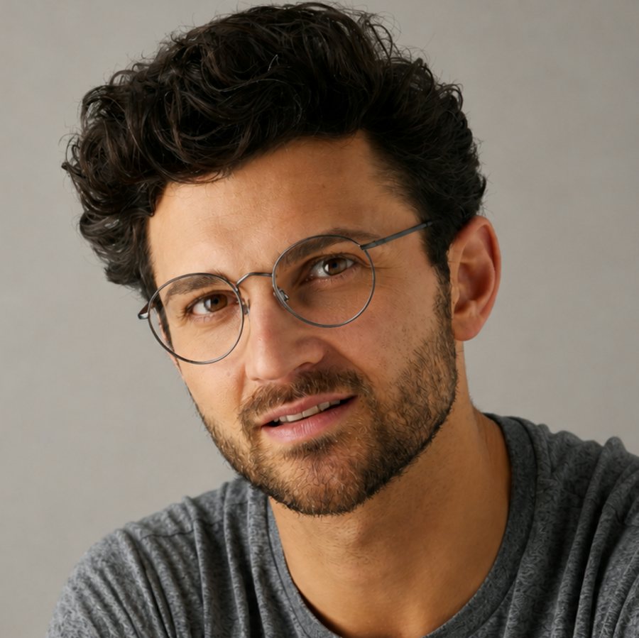 Man wearing a metal black frame