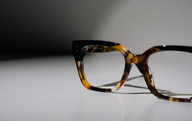 Havana acetate frame on a grey background