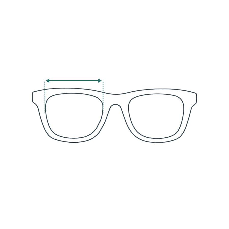 Image showing the width of a lens in a glasses frame