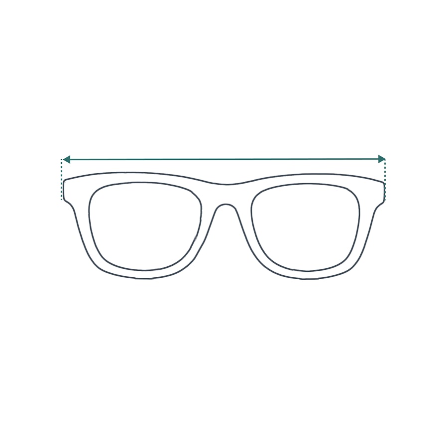 Image showing how to measure temple width of a glasses frame