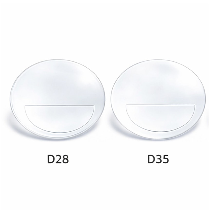 Image showing two different bifocal lenses a D28 and a D35