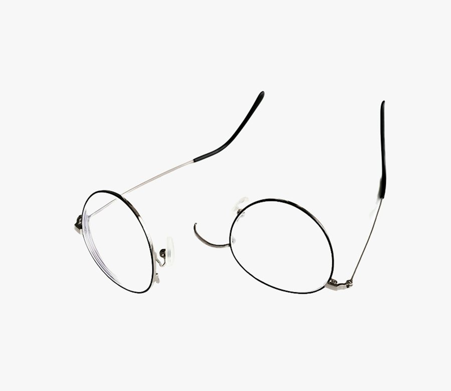 Metal glasses frame snapped at the nose bridge