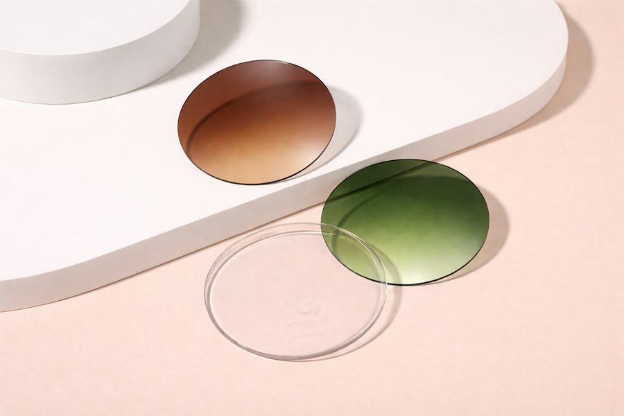 Optical lenses laying on a table