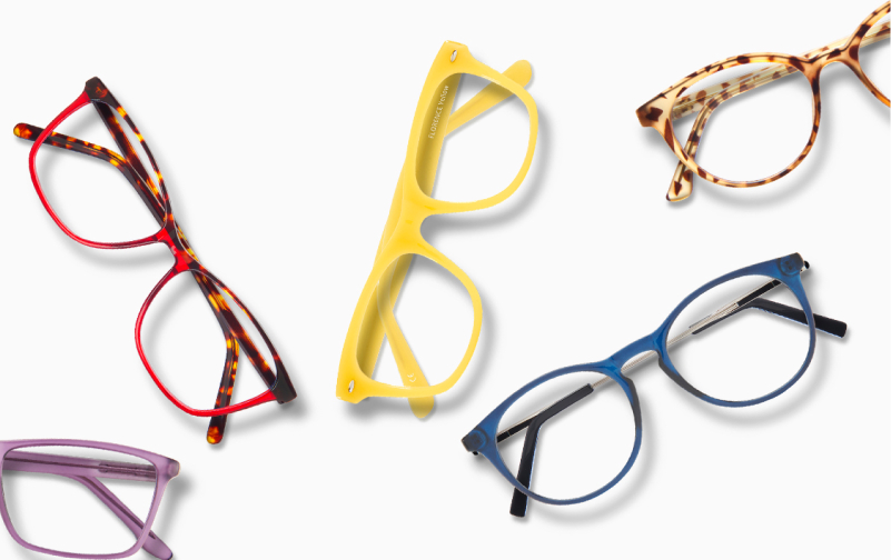 colourful glasses on a white background