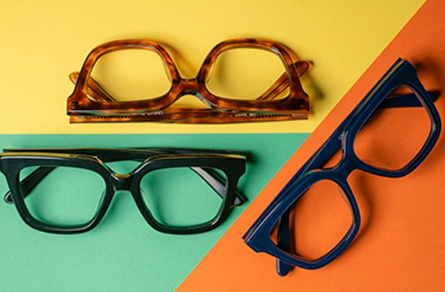 colourful glasses on a colourful background