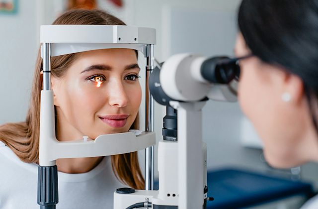 Woman having an eye examination