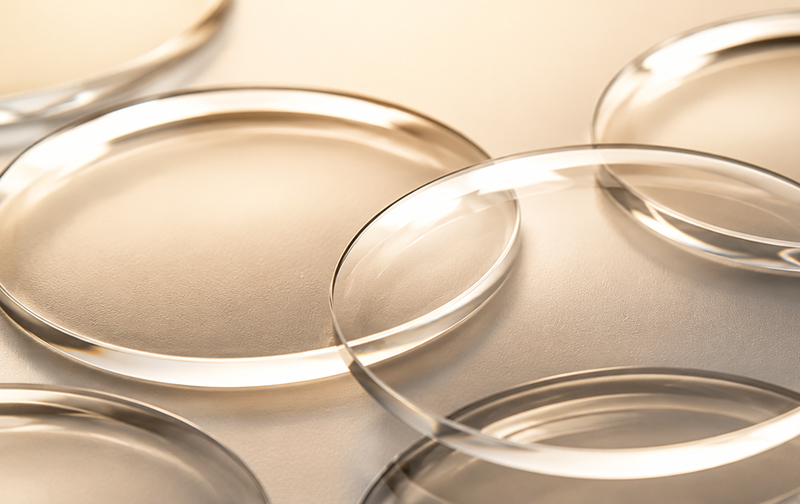 Optical lenses laying on a table