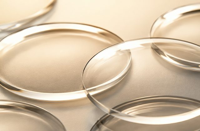 Optical lenses laying on a table