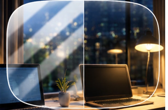 Lens showing with and without anti reflective coating